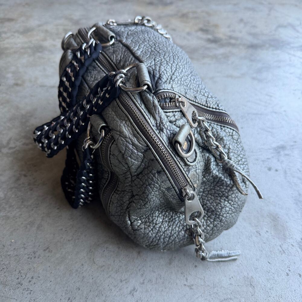 Vintage Y2K Metallic Leather Chain Strap Hobo Purse Shoulder Bag